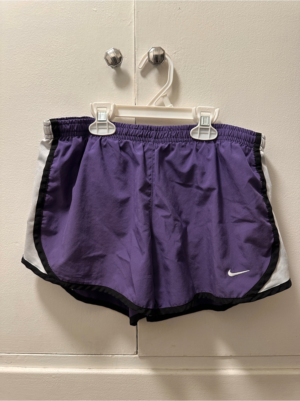 Nike tempo dri-fit athletic shorts - purple, white, black - girls large